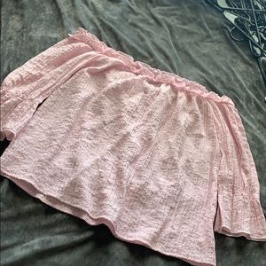 Off the shoulder baby pink top